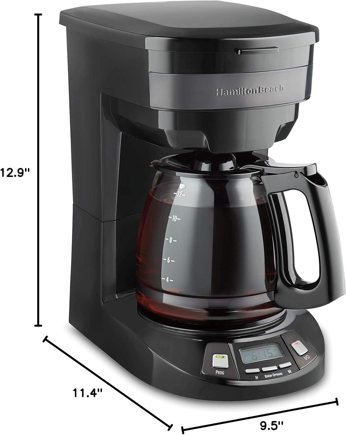 imageHamilton Beach 12 Cup Programmable Drip Coffee Maker Brew Options Glass Carafe 46299 Black with Stainless AccentsBlack Stainless
