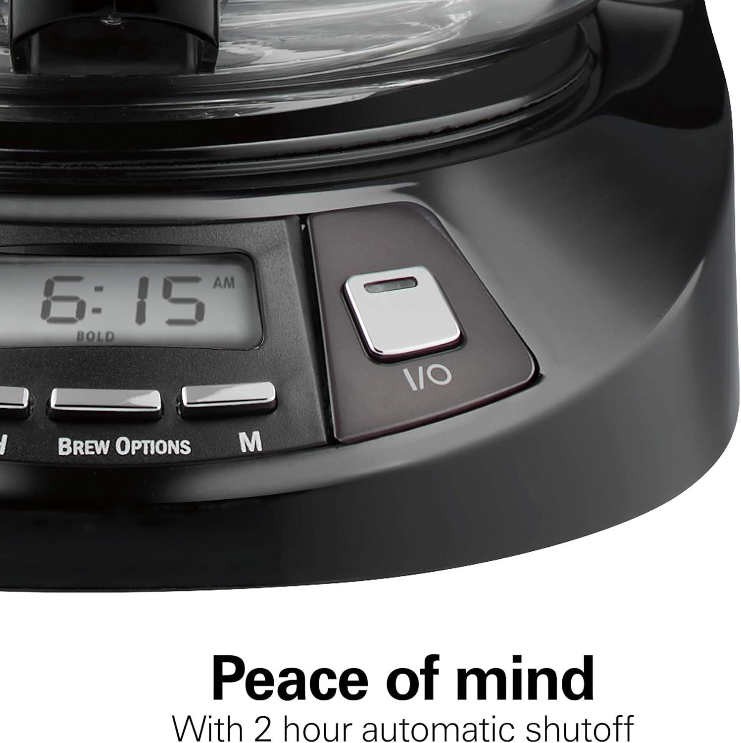 imageHamilton Beach 12 Cup Programmable Drip Coffee Maker Brew Options Glass Carafe 46299 Black with Stainless AccentsBlack Stainless