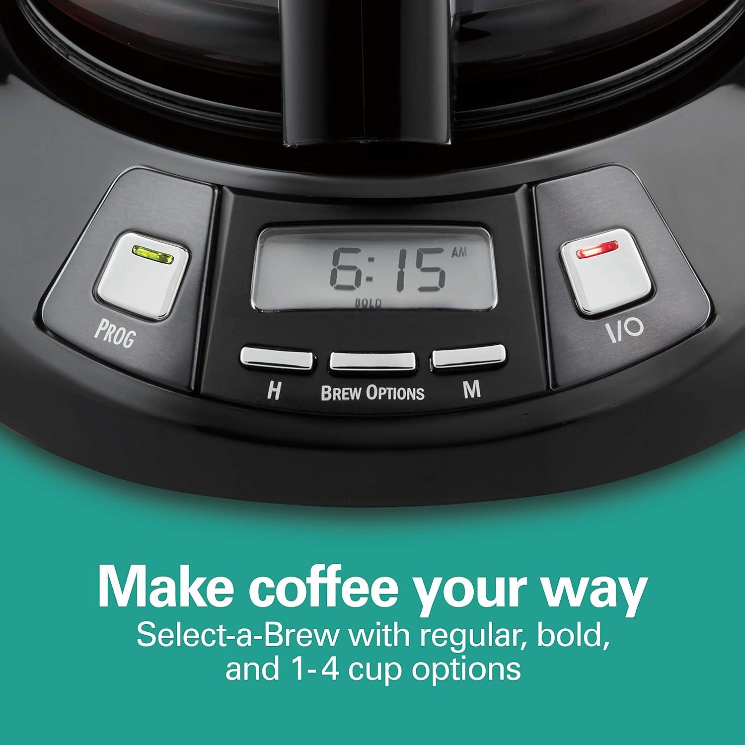 imageHamilton Beach 12 Cup Programmable Drip Coffee Maker Brew Options Glass Carafe 46299 Black with Stainless AccentsBlack Stainless