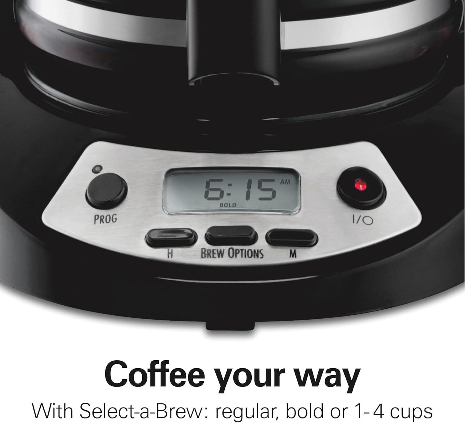 imageHamilton Beach 12 Cup Programmable Drip Coffee Maker Brew Options Glass Carafe 46299 Black with Stainless AccentsBlack with Stainless Accents