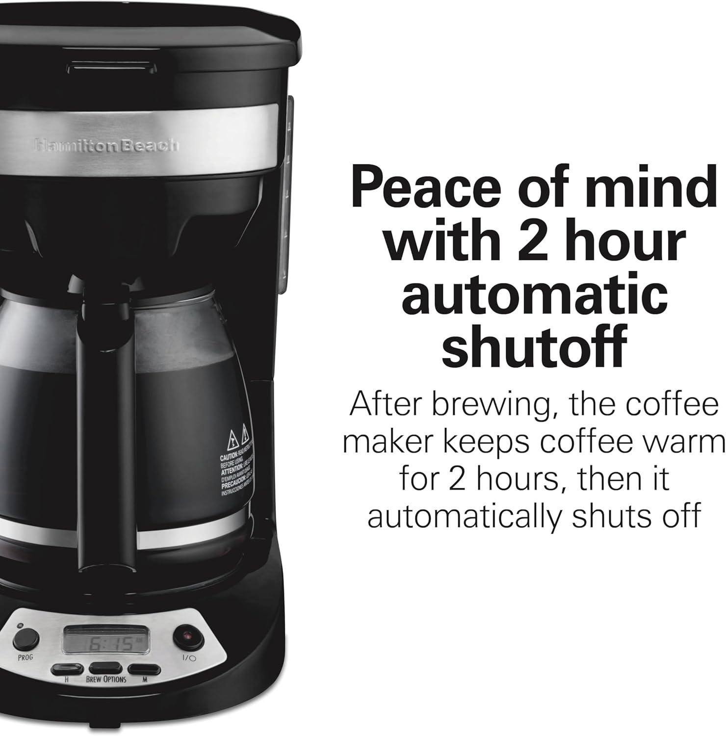 imageHamilton Beach 12 Cup Programmable Drip Coffee Maker Brew Options Glass Carafe 46299 Black with Stainless AccentsBlack with Stainless Accents