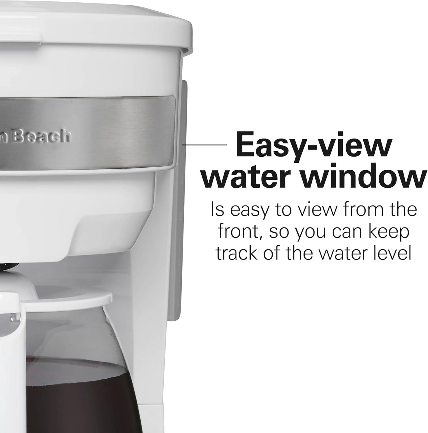 imageHamilton Beach 12 Cup Programmable Drip Coffee Maker Brew Options Glass Carafe 46299 Black with Stainless AccentsWhite