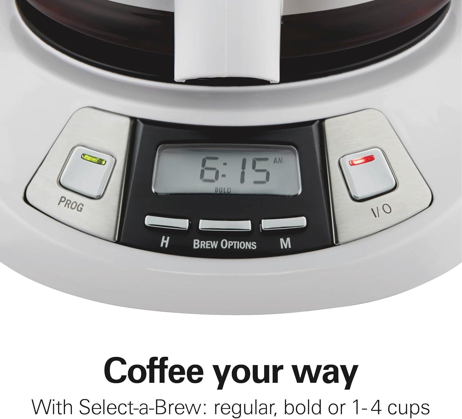 imageHamilton Beach 12 Cup Programmable Drip Coffee Maker Brew Options Glass Carafe 46299 Black with Stainless AccentsWhite