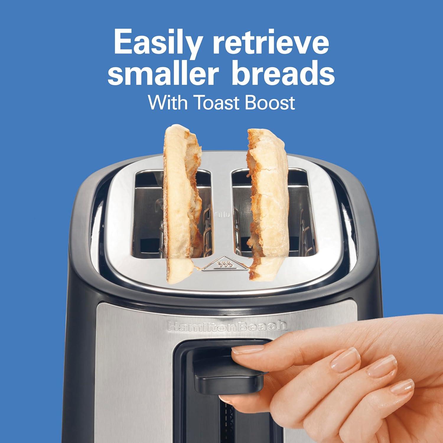 imageHamilton Beach 2 Slice Extra Wide Slot Toaster with Bagel amp Defrost Settings Shade Selector with 7 Browning Levels Toast Boost Auto Shutoff Black amp Stainless Steel 226332 Slices