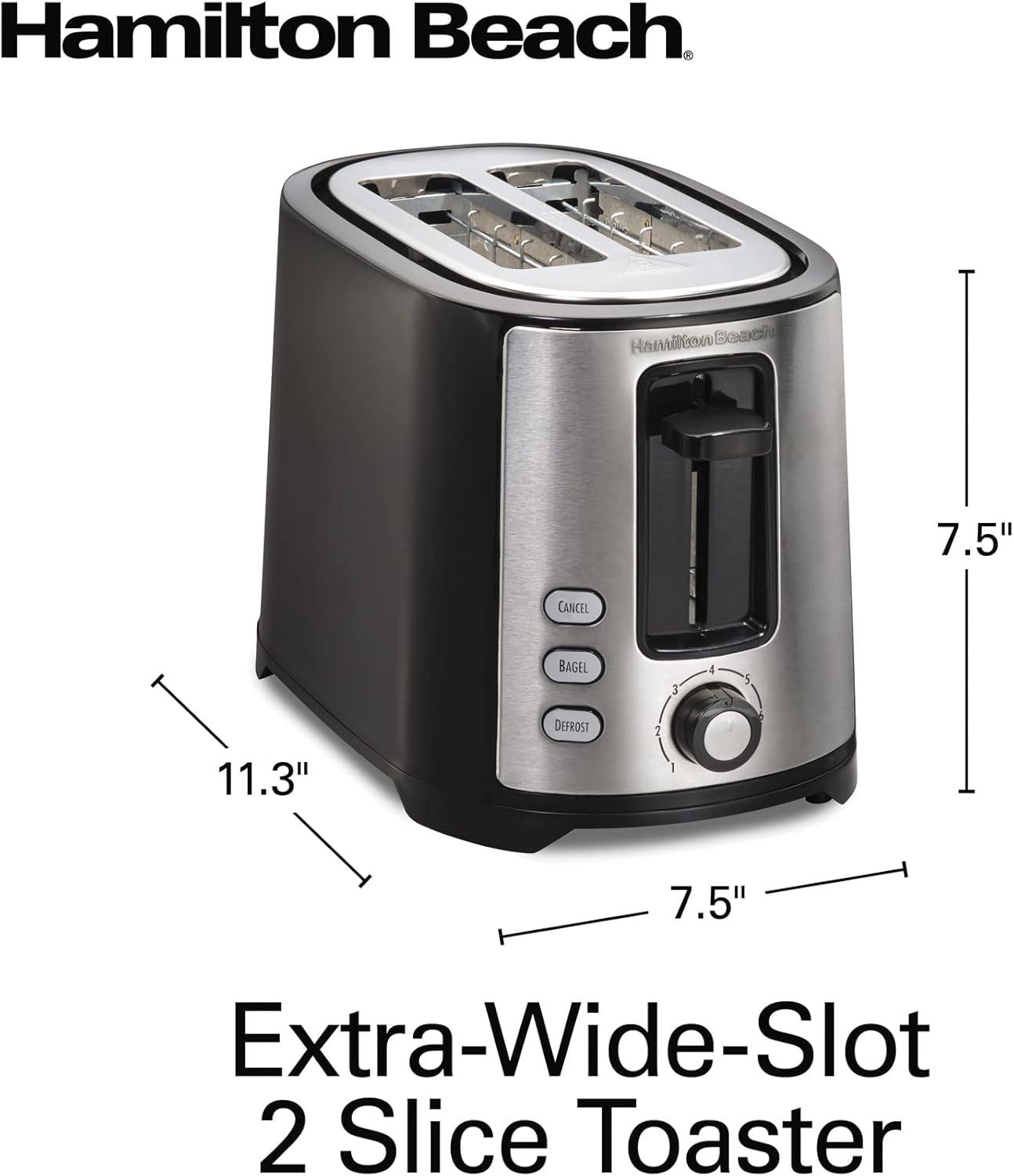 imageHamilton Beach 2 Slice Extra Wide Slot Toaster with Bagel amp Defrost Settings Shade Selector with 7 Browning Levels Toast Boost Auto Shutoff Black amp Stainless Steel 226332 Slices Pack of 2