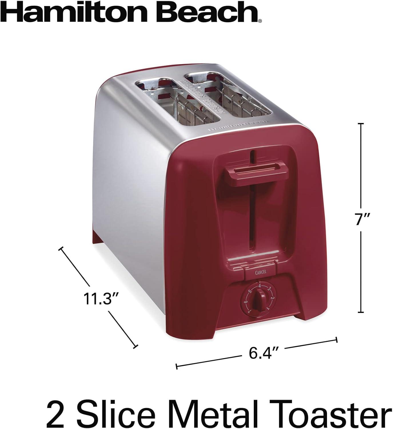 imageHamilton Beach 2 Slice Toaster with Extra Wide Slots Shade Selector AutoShutoff Cancel Button and Toast Boost RedRed
