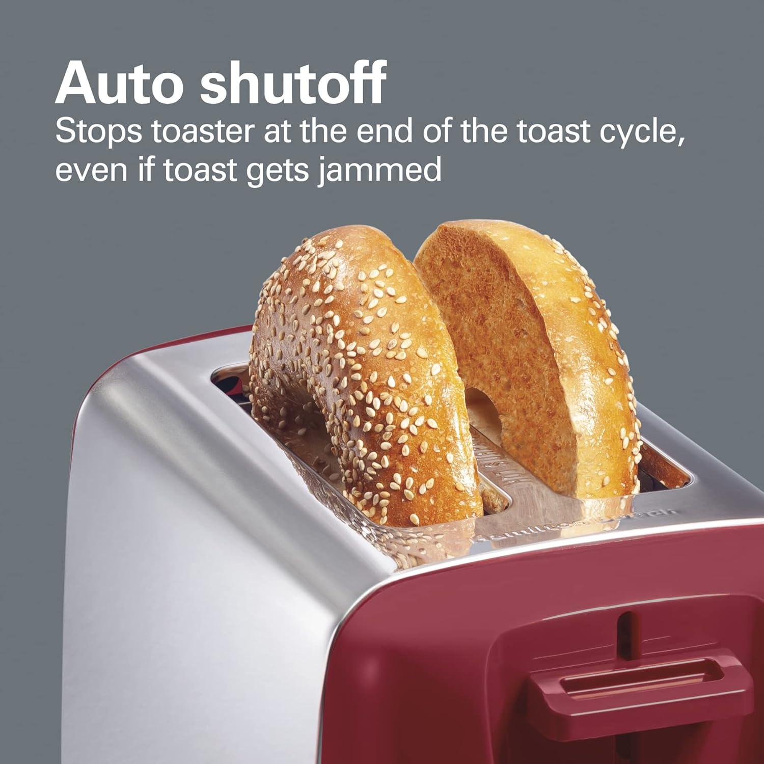 imageHamilton Beach 2 Slice Toaster with Extra Wide Slots Shade Selector AutoShutoff Cancel Button and Toast Boost RedRed
