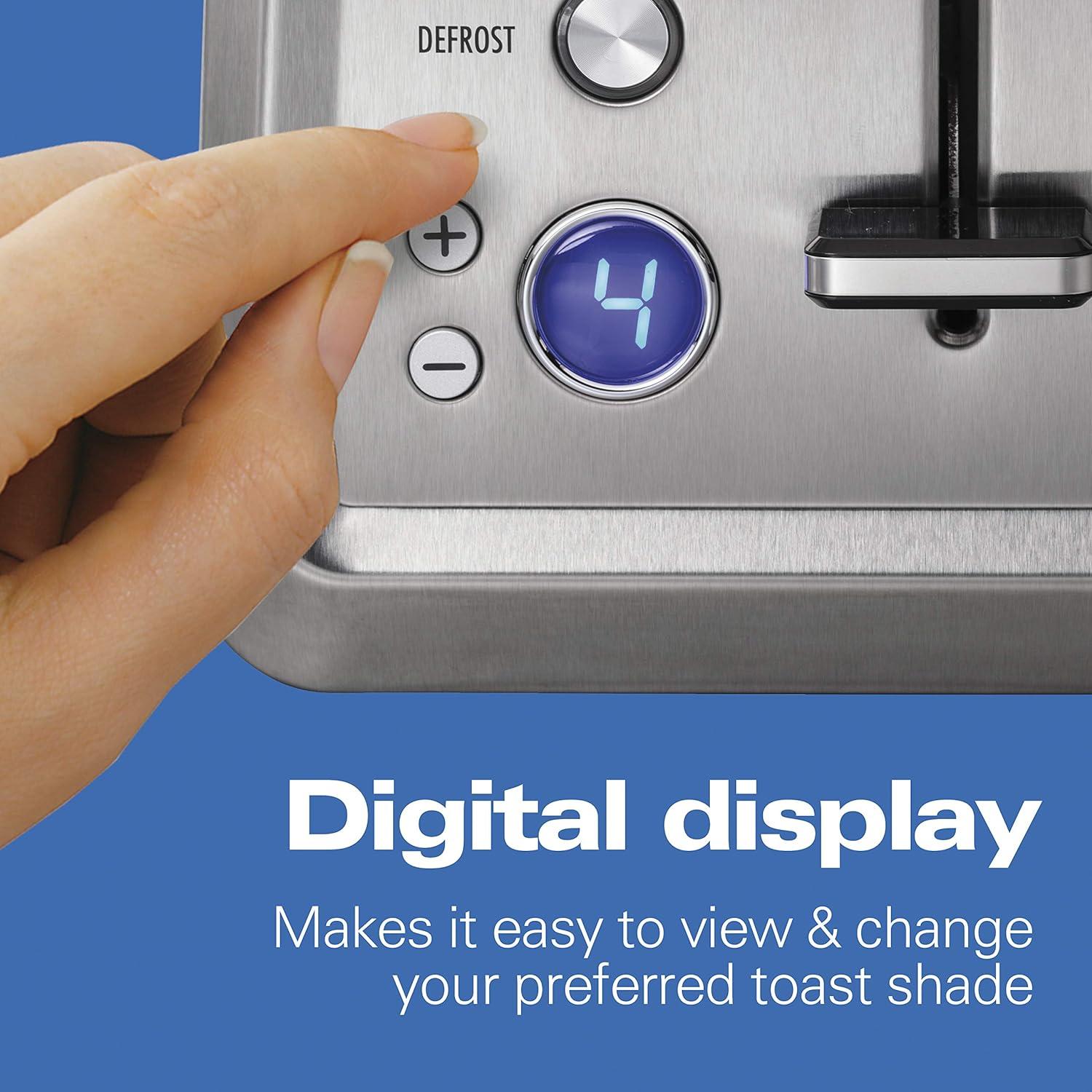 imageHamilton Beach 2 Slice Toaster with ExtraWide Slots Bagel Setting Toast Boost SlideOut Crumb Tray AutoShutoff amp Cancel Button Defrost Function Stainless Steel 22794Stainless Steel