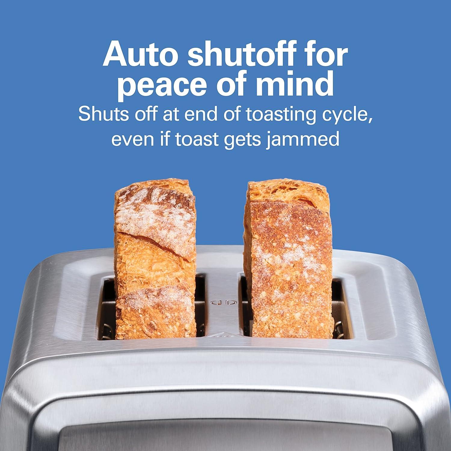 imageHamilton Beach 2 Slice Toaster with ExtraWide Slots Bagel Setting Toast Boost SlideOut Crumb Tray AutoShutoff amp Cancel Button Defrost Function Stainless Steel 22794Stainless Steel