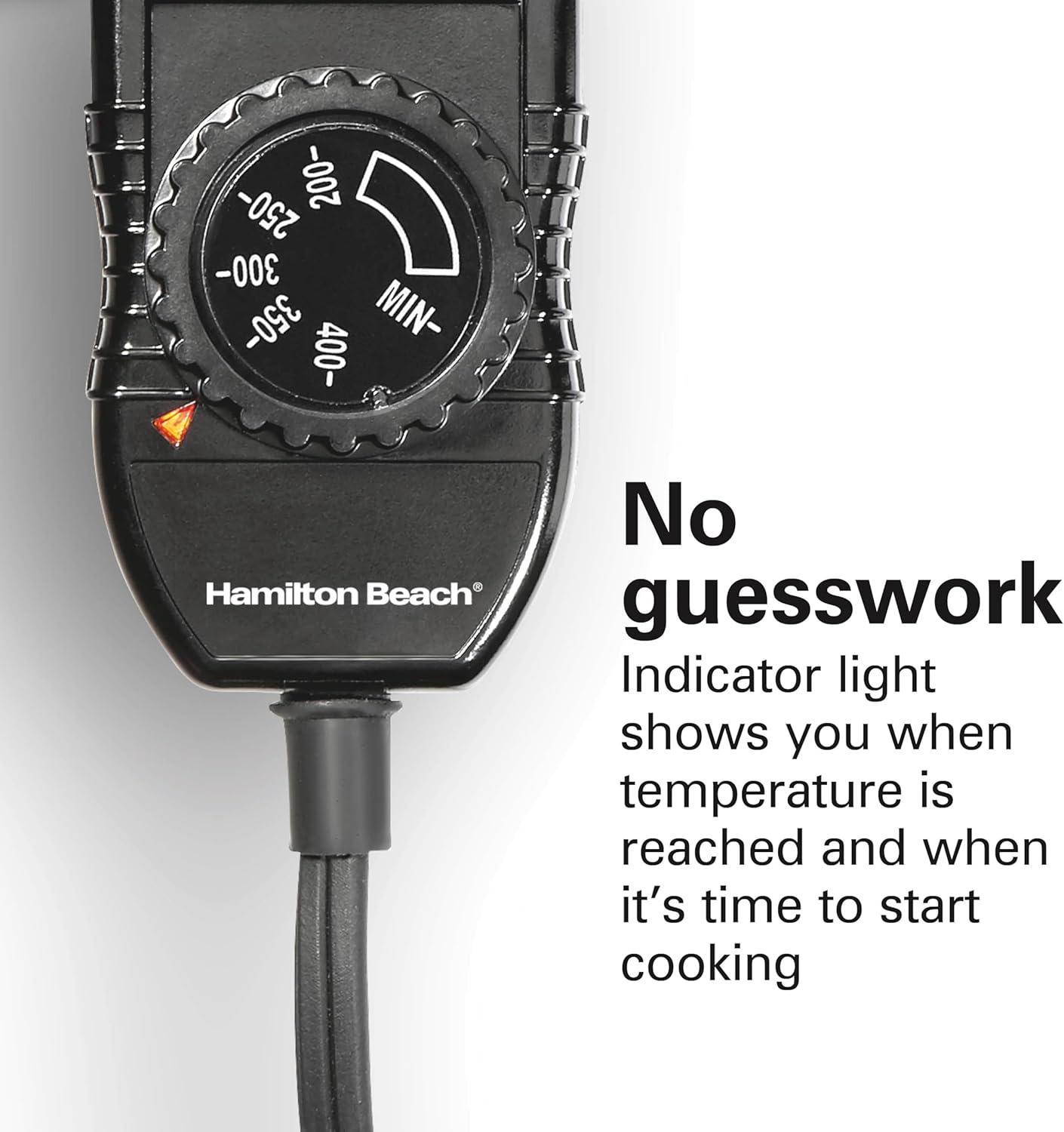 imageHamilton Beach 200 Sq In Electric Griddle With Adjustable Temperature for 200 to 400 degrees PTFE amp PFOA Free Durathon Ceramic Reversible Nonstick Surface Black 38522