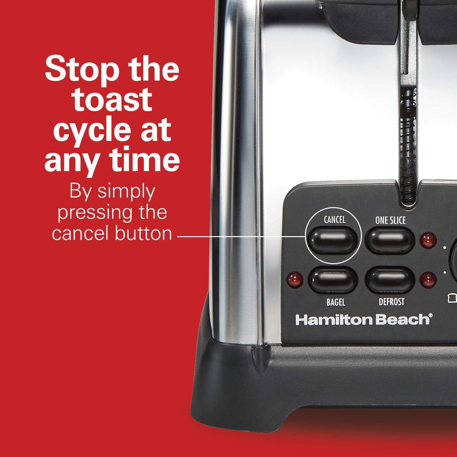 imageHamilton Beach 24782 Retro Toaster with Wide Slots SureToast echnology Bagel amp Defrost Settings Auto Boost to Lift Smaller Breads 4 Slice Polished Stainless SteelToaster