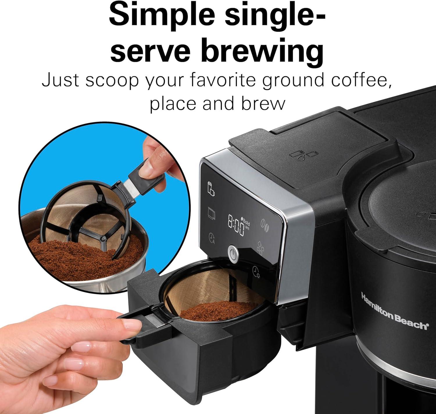 imageHamilton Beach 2Way 12 Cup Programmable Drip Hot and Iced Coffee Maker amp Single Serve Coffee Machine Glass Carafe Auto Pause and Pour Black 47500J