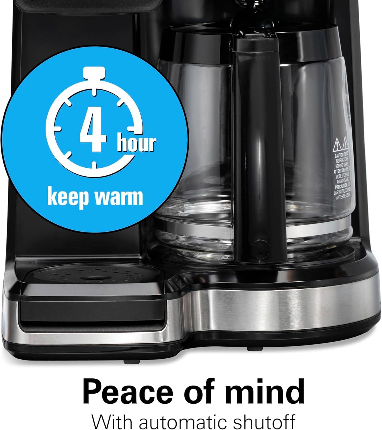 imageHamilton Beach 2Way 12 Cup Programmable Drip Hot and Iced Coffee Maker amp Single Serve Coffee Machine Glass Carafe Auto Pause and Pour Black 47500J