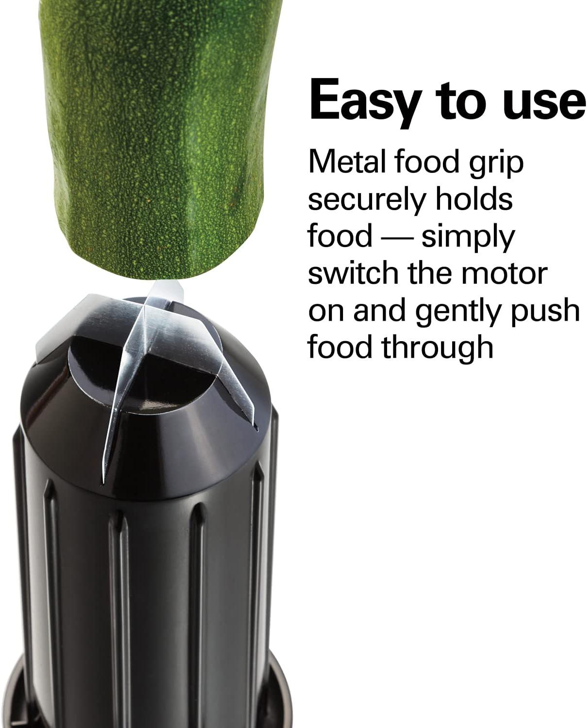 imageHamilton Beach 3in1 Electric Vegetable Spiralizer for Veggie Noodles Zoodle Maker amp Slicer With 3 Cutting Cones for Spaghetti Linguine and Ribbons 6Cups Black 709306cups