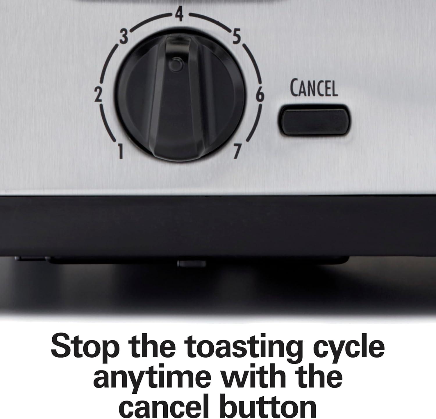 imageHamilton Beach 4 Slice Toaster with Extra Wide Slots for Bagels Shade Selector Toast Boost SlideOut Crumb Tray AutoShutoff and Cancel Button Brushed Stainless Steel 24910