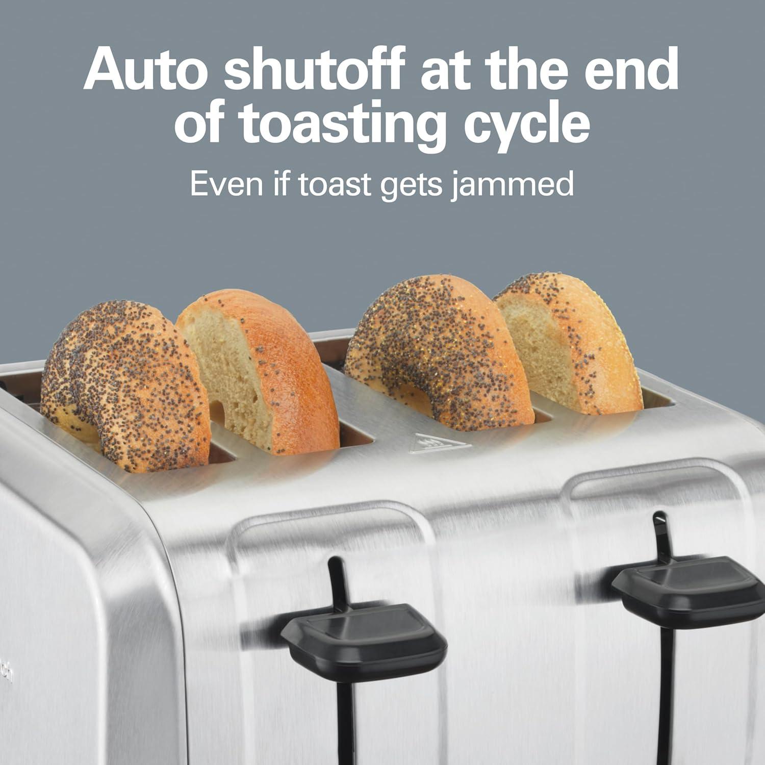 imageHamilton Beach 4 Slice Toaster with Extra Wide Slots for Bagels Shade Selector Toast Boost SlideOut Crumb Tray AutoShutoff and Cancel Button Brushed Stainless Steel 24910
