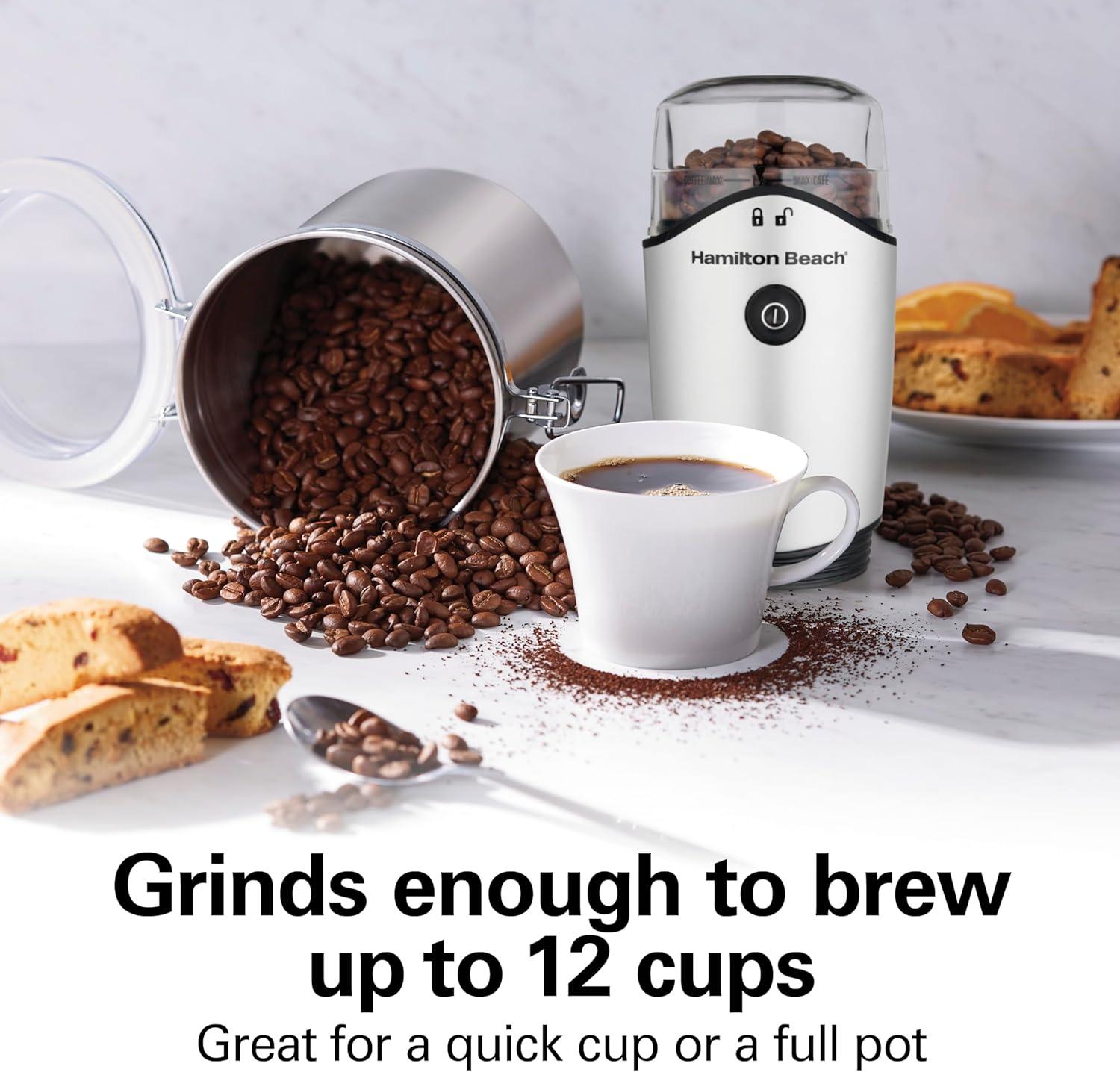 imageHamilton Beach 45oz Electric Coffee Grinder For Beans Spices amp More Stainless Steel Blades Silver 80350RVMakes up to 12 Cups