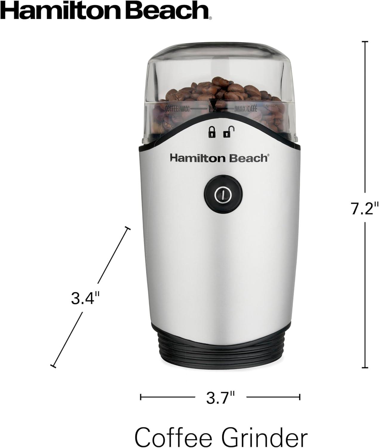 imageHamilton Beach 45oz Electric Coffee Grinder For Beans Spices amp More Stainless Steel Blades Silver 80350RVMakes up to 12 Cups
