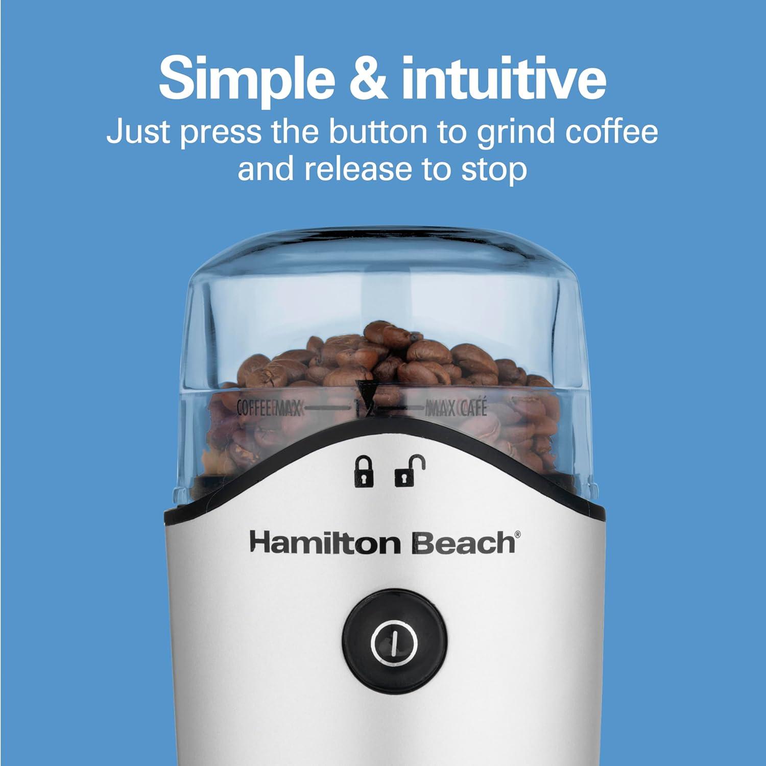 imageHamilton Beach 45oz Electric Coffee Grinder For Beans Spices amp More Stainless Steel Blades Silver 80350RVMakes up to 12 Cups