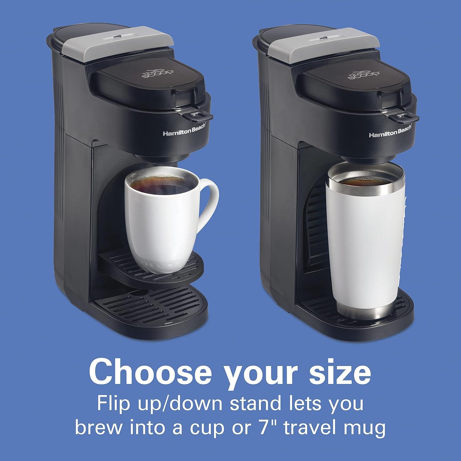 imageHamilton Beach 47621 The Scoop Single Serve Coffee Maker amp Fast Grounds Brewer for 814oz Cups Brews in Minutes Next Gen WhiteBlack