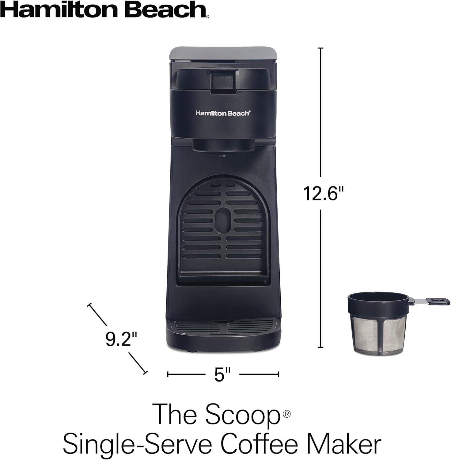 imageHamilton Beach 47621 The Scoop Single Serve Coffee Maker amp Fast Grounds Brewer for 814oz Cups Brews in Minutes Next Gen WhiteBlack