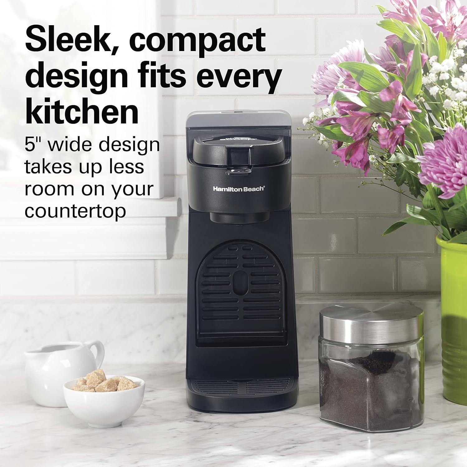 imageHamilton Beach 47621 The Scoop Single Serve Coffee Maker amp Fast Grounds Brewer for 814oz Cups Brews in Minutes Next Gen WhiteBlack