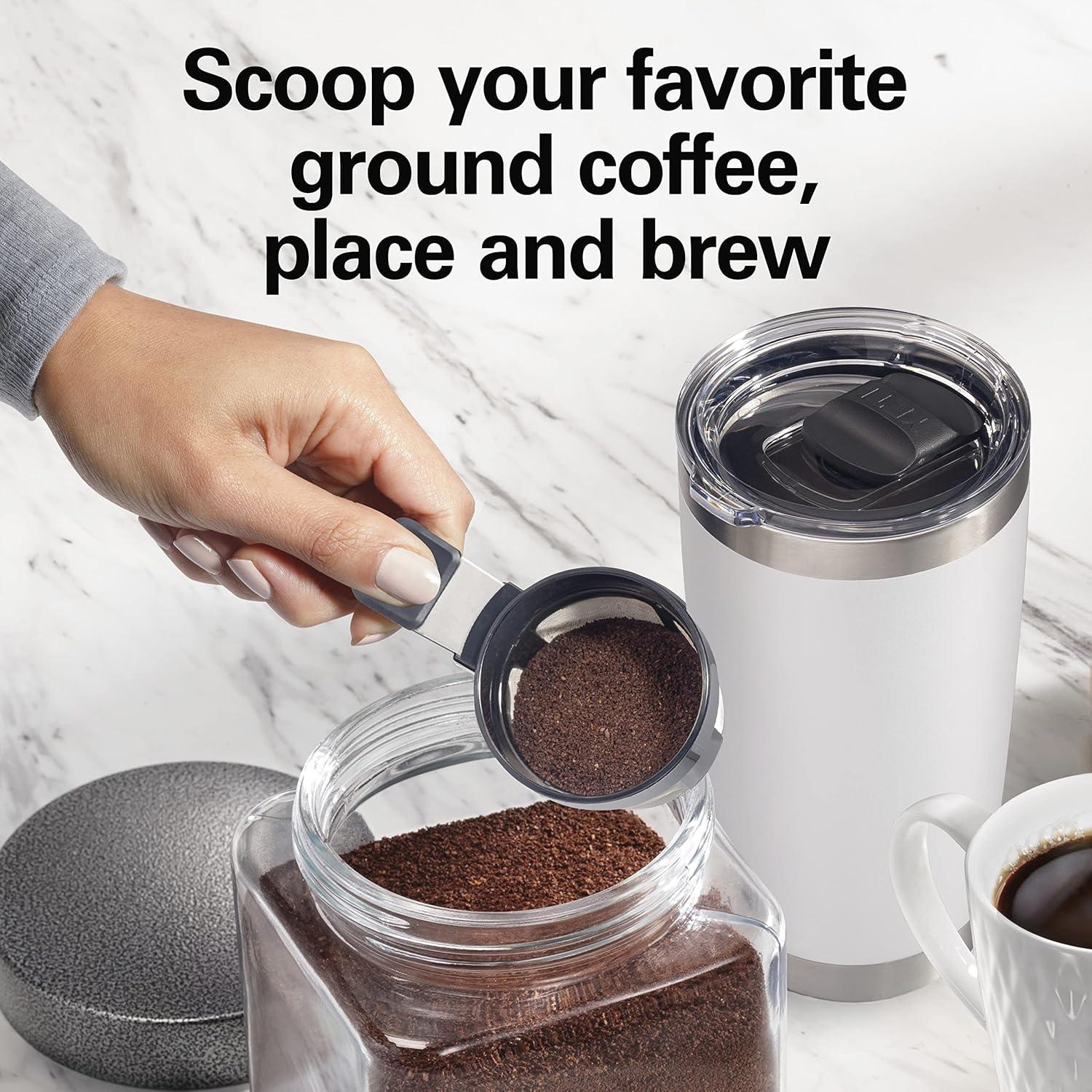 imageHamilton Beach 47621 The Scoop Single Serve Coffee Maker amp Fast Grounds Brewer for 814oz Cups Brews in Minutes Next Gen WhiteBlack