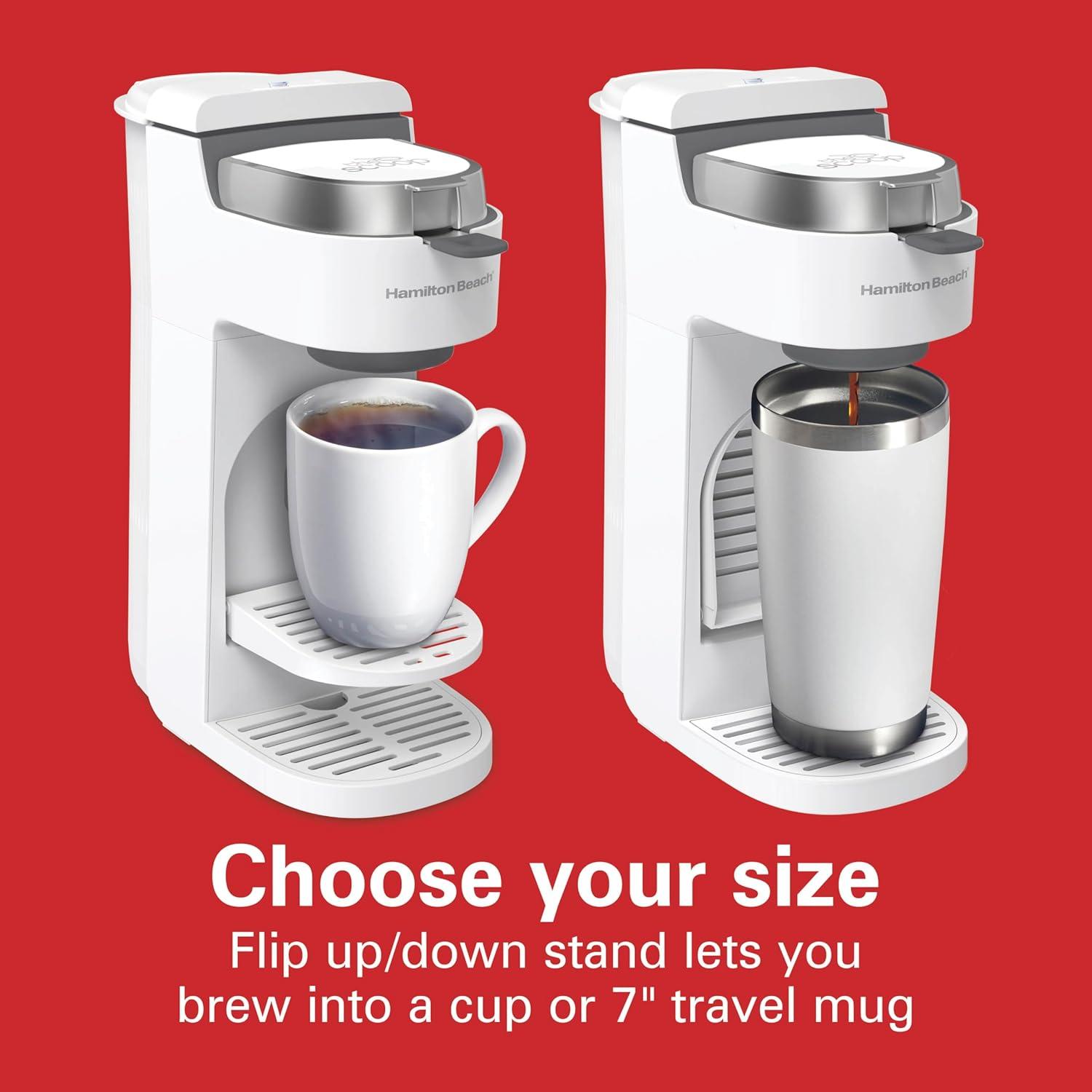 imageHamilton Beach 47621 The Scoop Single Serve Coffee Maker amp Fast Grounds Brewer for 814oz Cups Brews in Minutes Next Gen WhiteWhite