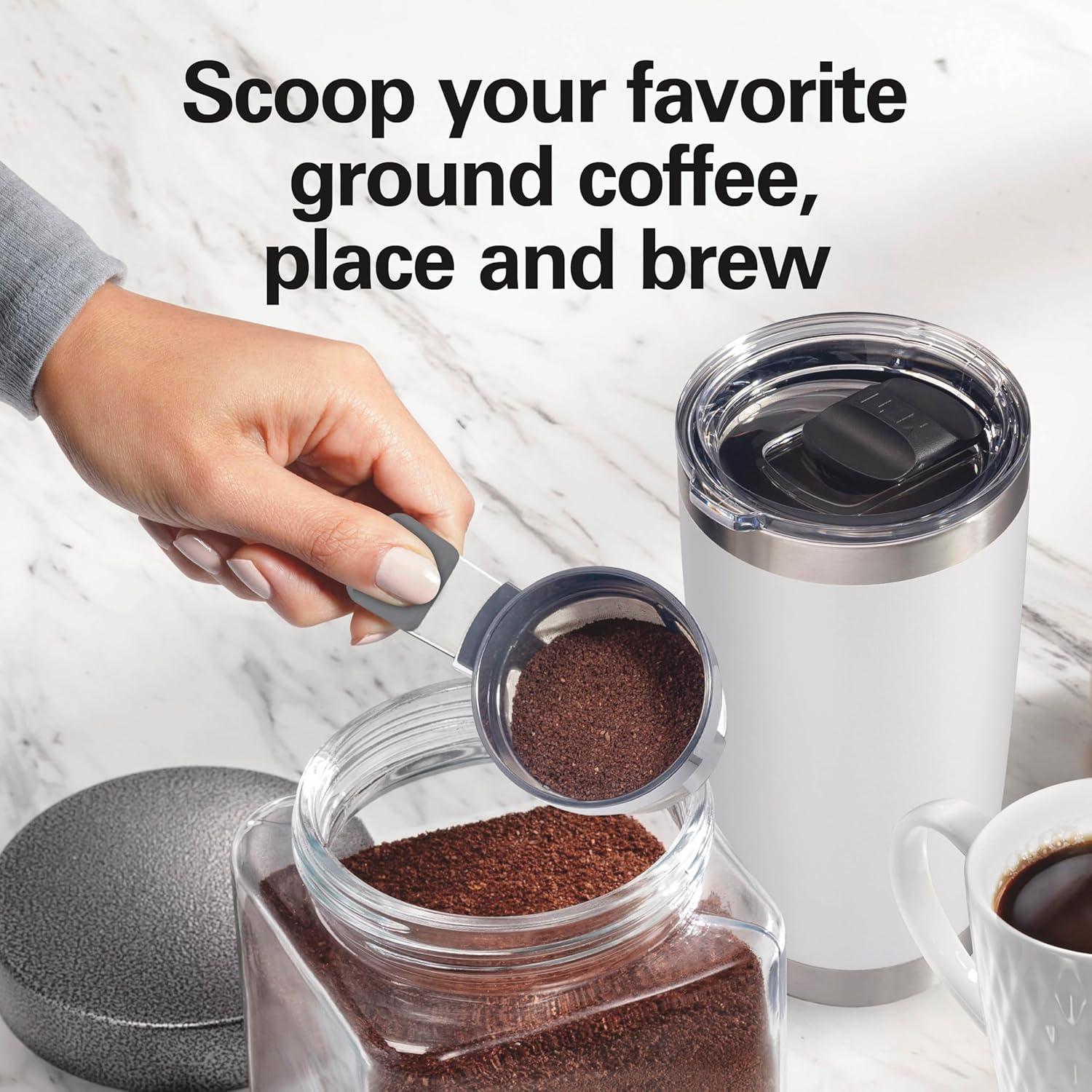 imageHamilton Beach 47621 The Scoop Single Serve Coffee Maker amp Fast Grounds Brewer for 814oz Cups Brews in Minutes Next Gen WhiteWhite