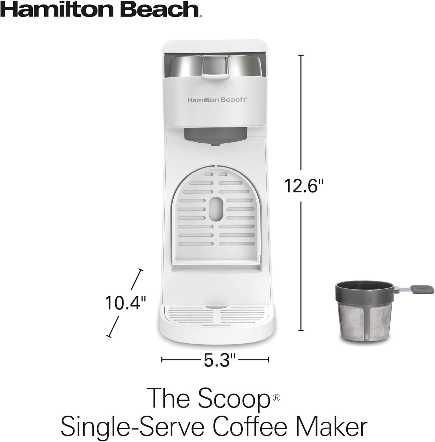 imageHamilton Beach 47621 The Scoop Single Serve Coffee Maker amp Fast Grounds Brewer for 814oz Cups Brews in Minutes Next Gen WhiteWhite