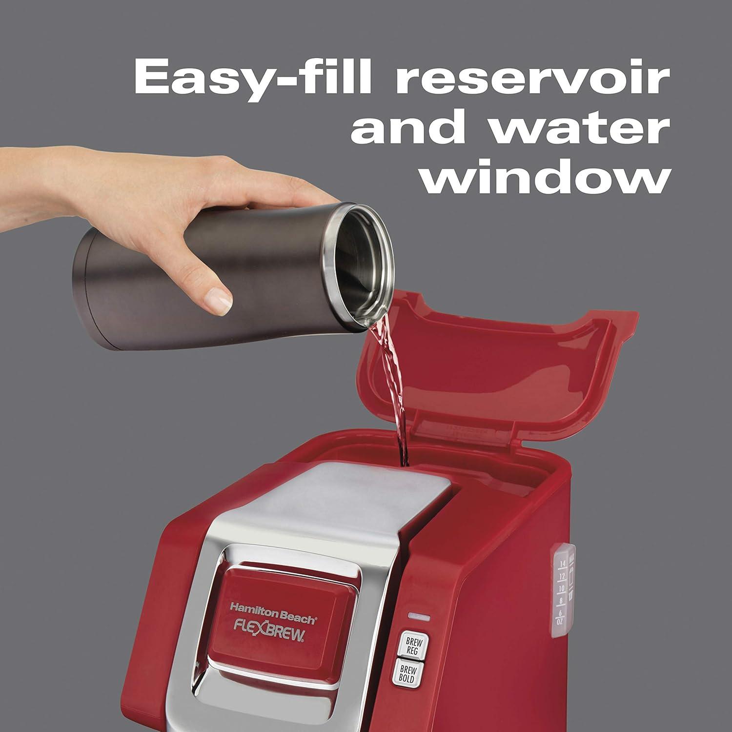 imageHamilton Beach 49945 FlexBrew SingleServe Coffee Maker Compatible with Pod Packs and Grounds 1 Cup RedRed