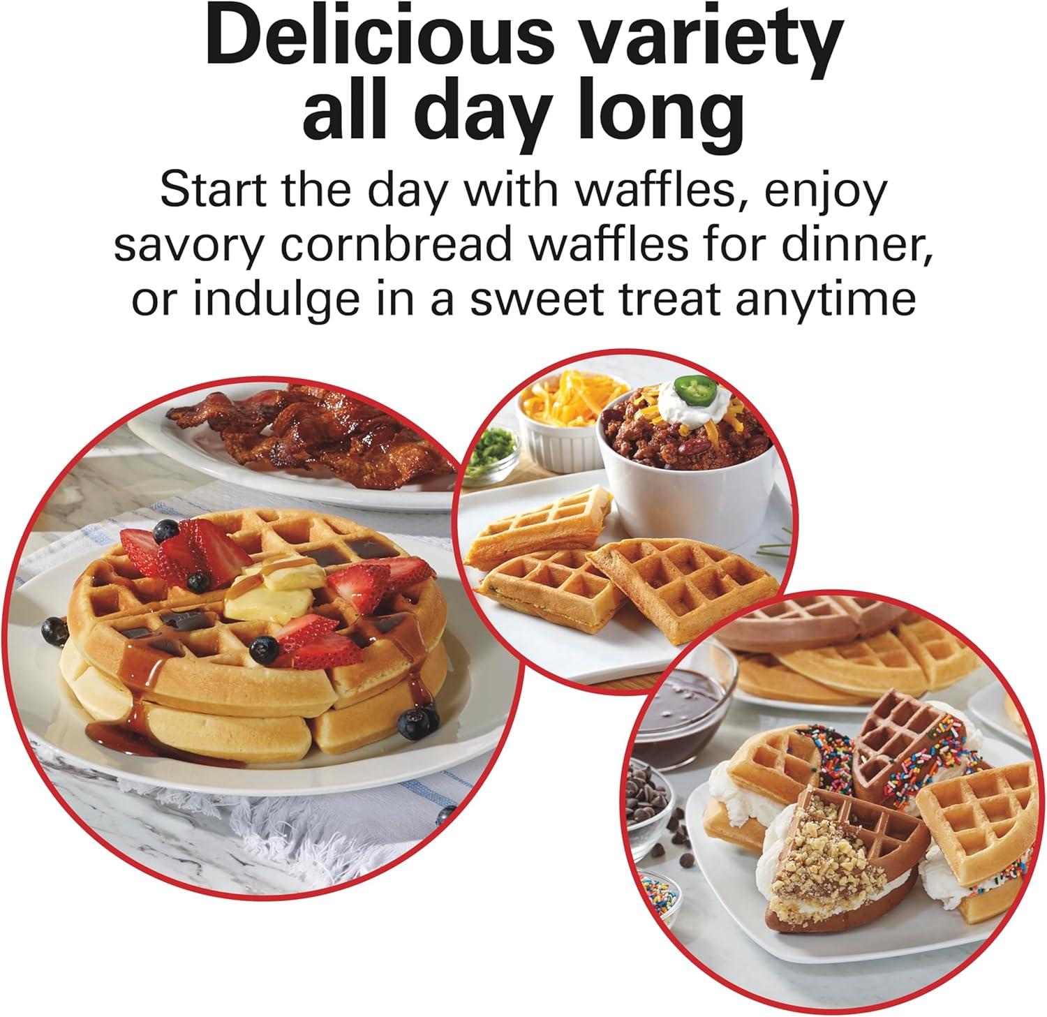imageHamilton Beach Belgian Waffle Maker with PFASFree NonStick CeramicCoated Plates Browning Control Indicator Lights Stainless Steel 26081Indicator Lights