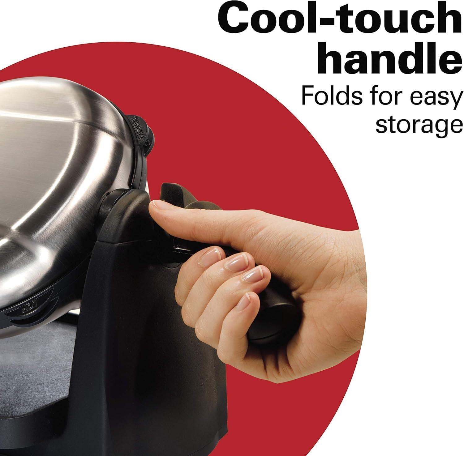 imageHamilton Beach Belgian Waffle Maker with Removable PFASFree Durathon Nonstick Coated Plates Easy Flip Ceramic Grids Black 26031Stainless Steel