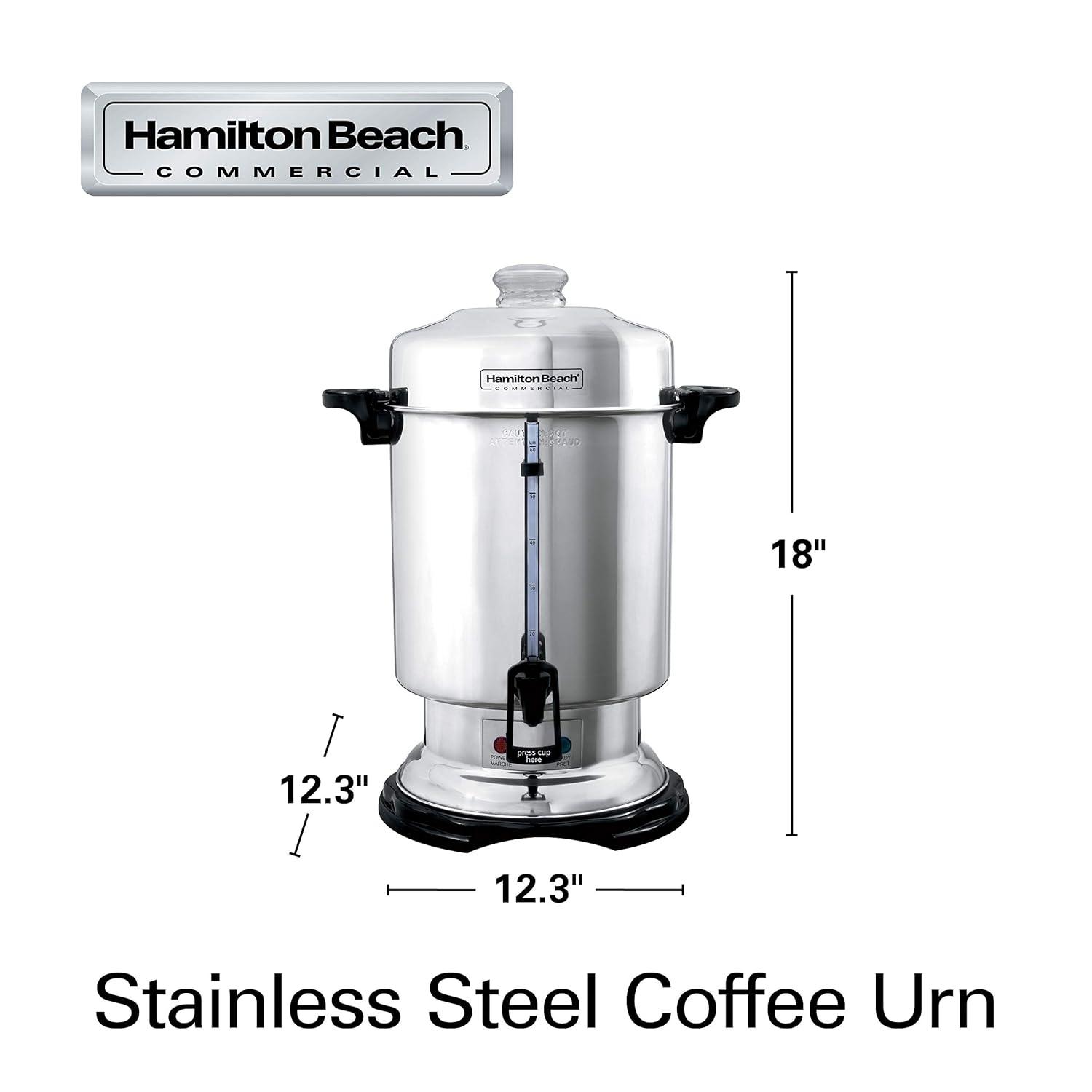 imageHamilton Beach Commercial Coffee Urn amp Hot Beverage Dispenser 60 Cup Capacity Polished Stainless Steel D50065