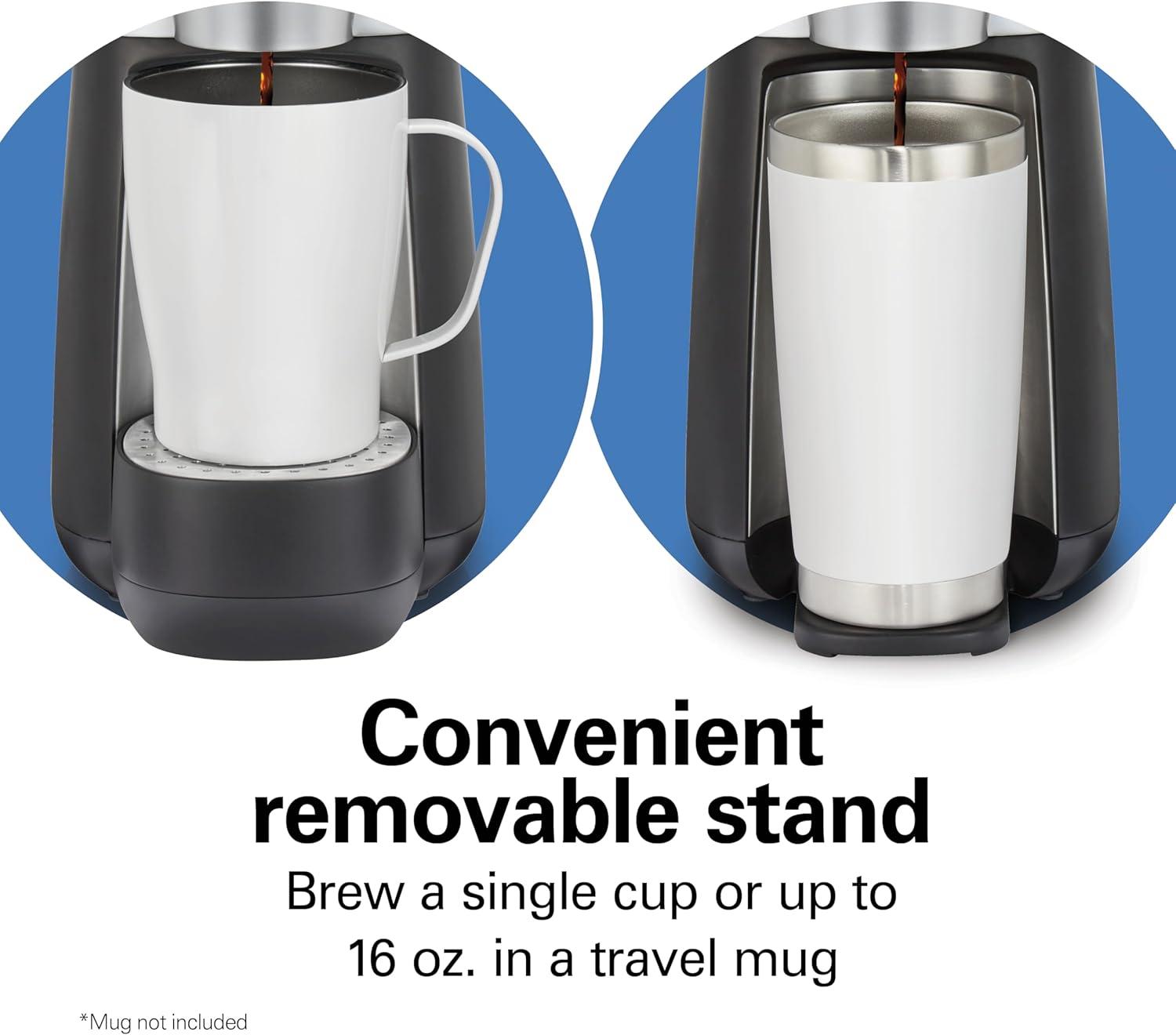 imageHamilton Beach Convenient Craft Rapid Cold and Hot Brew Coffee Maker 16 oz Single Serve Grounds Brewer White 42500Black