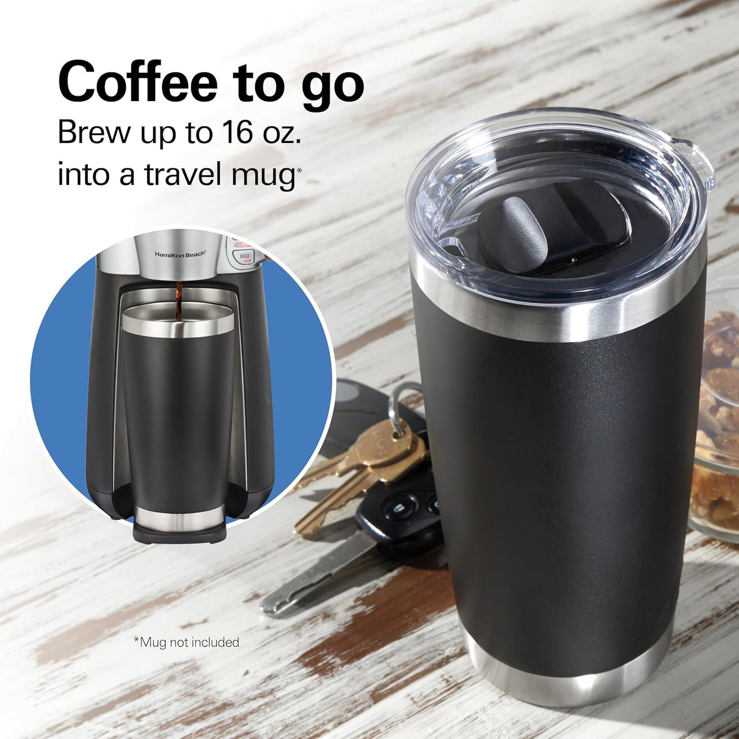 imageHamilton Beach Convenient Craft Rapid Cold and Hot Brew Coffee Maker 16 oz Single Serve Grounds Brewer White 42500Black