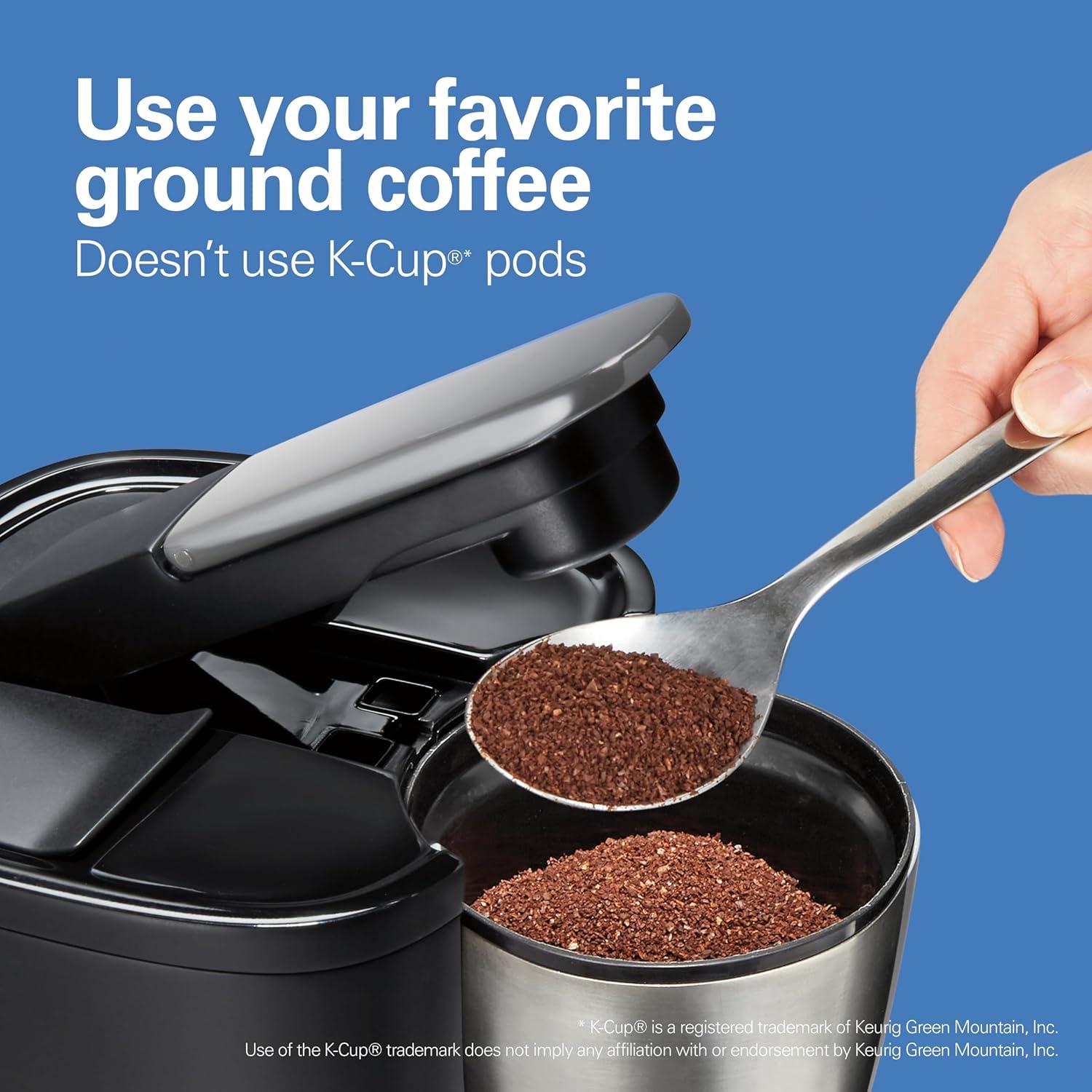 imageHamilton Beach Convenient Craft Rapid Cold and Hot Brew Coffee Maker 16 oz Single Serve Grounds Brewer White 42500Black