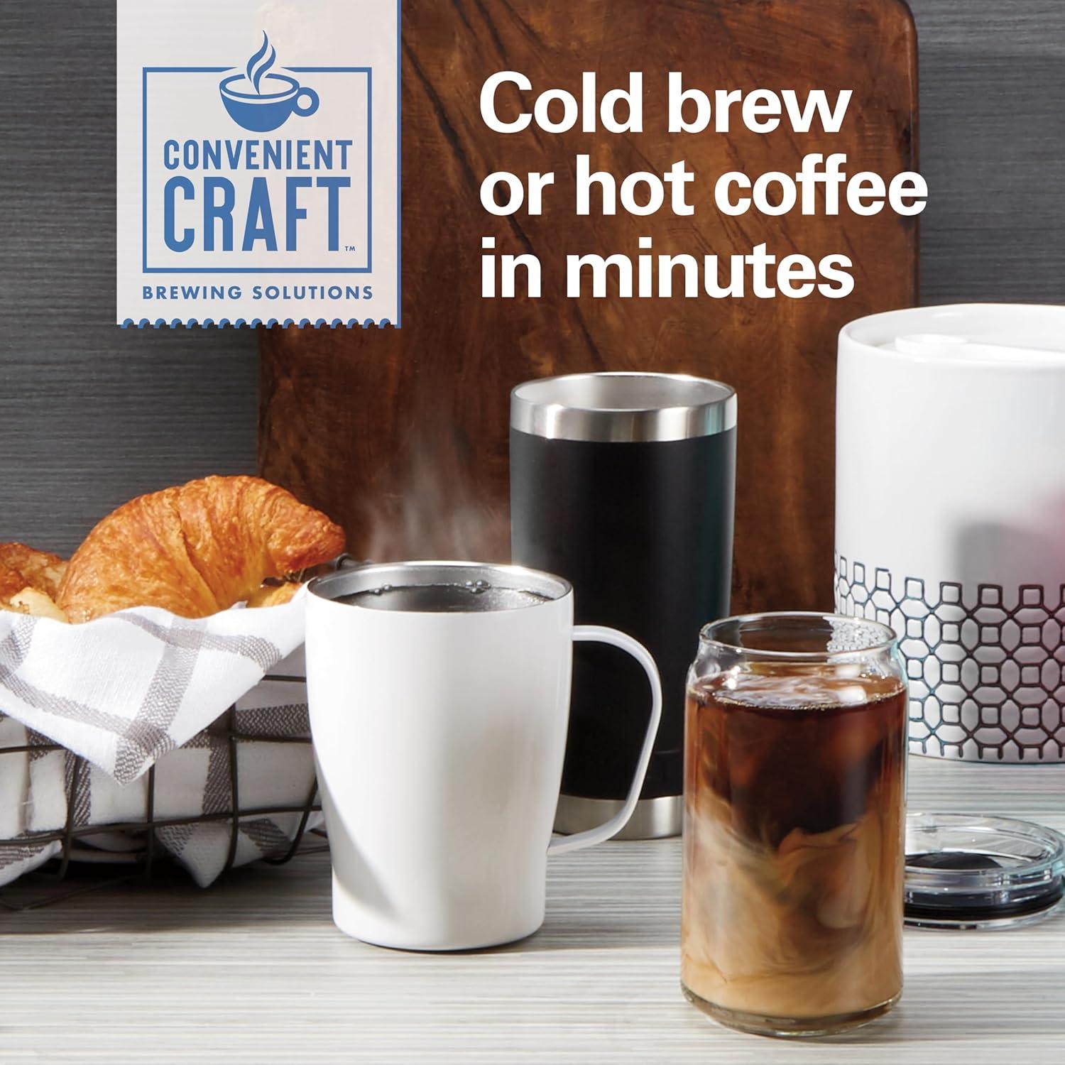 imageHamilton Beach Convenient Craft Rapid Cold and Hot Brew Coffee Maker 16 oz Single Serve Grounds Brewer White 42500Black