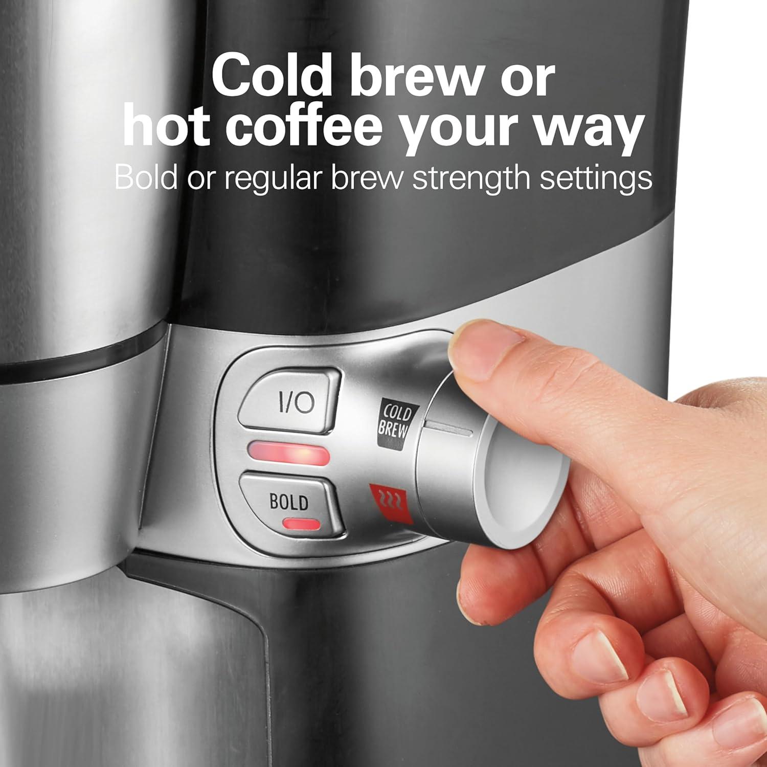 imageHamilton Beach Convenient Craft Rapid Cold and Hot Brew Coffee Maker 16 oz Single Serve Grounds Brewer White 42500Black