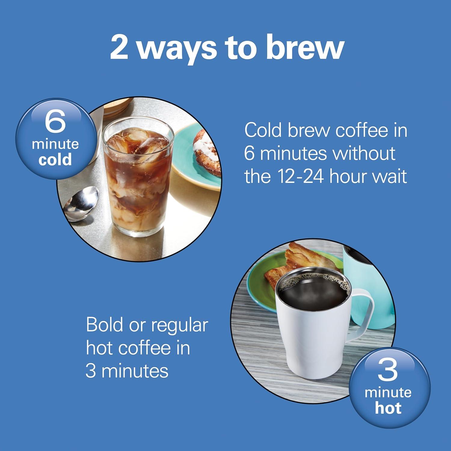 imageHamilton Beach Convenient Craft Rapid Cold and Hot Brew Coffee Maker 16 oz Single Serve Grounds Brewer White 42500Black