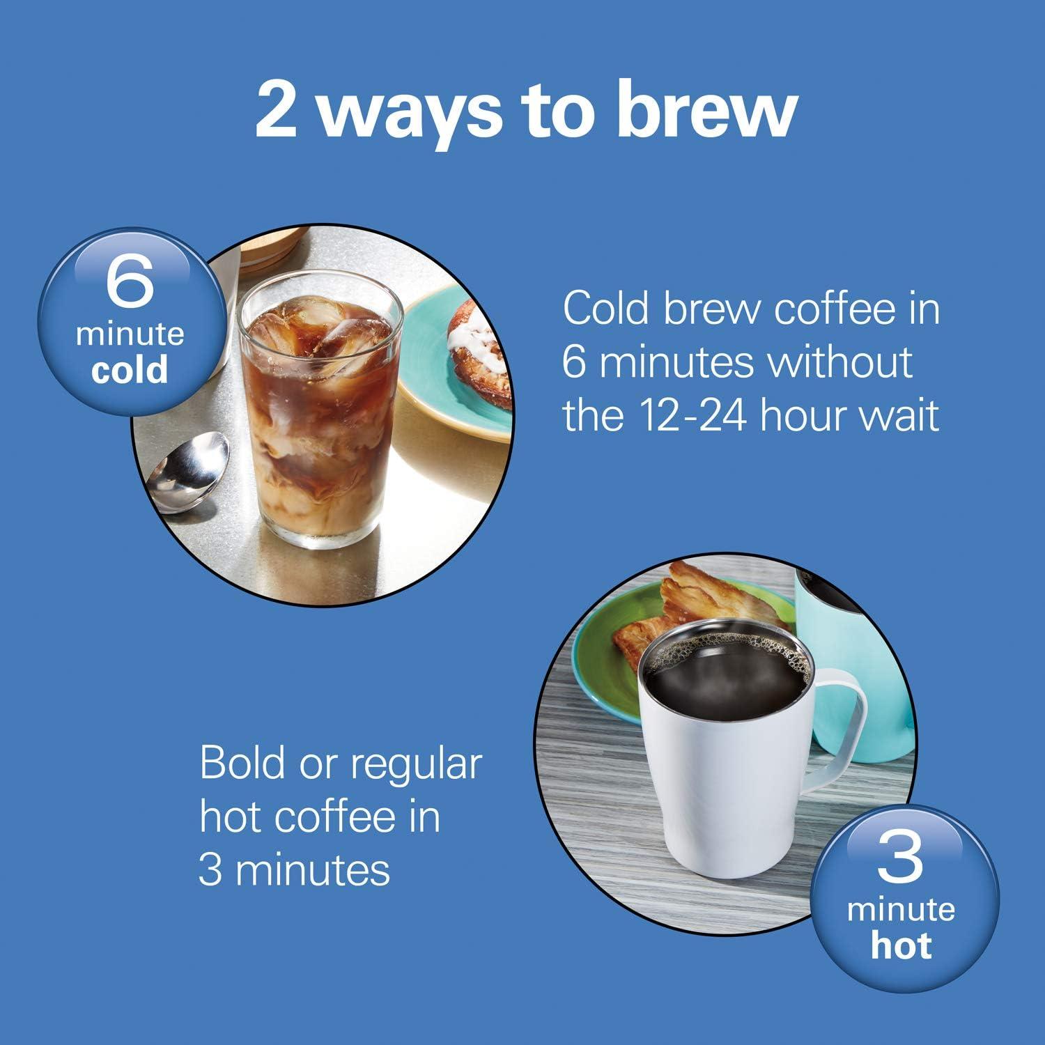 imageHamilton Beach Convenient Craft Rapid Cold and Hot Brew Coffee Maker 16 oz Single Serve Grounds Brewer White 42500White