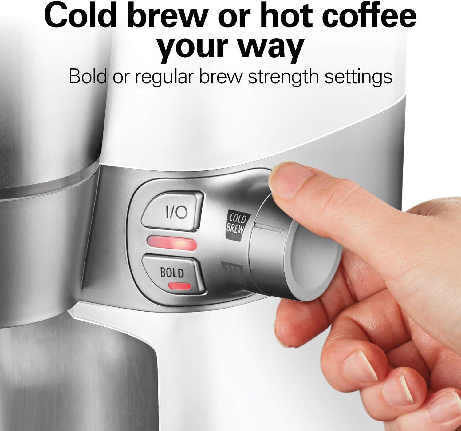imageHamilton Beach Convenient Craft Rapid Cold and Hot Brew Coffee Maker 16 oz Single Serve Grounds Brewer White 42500White
