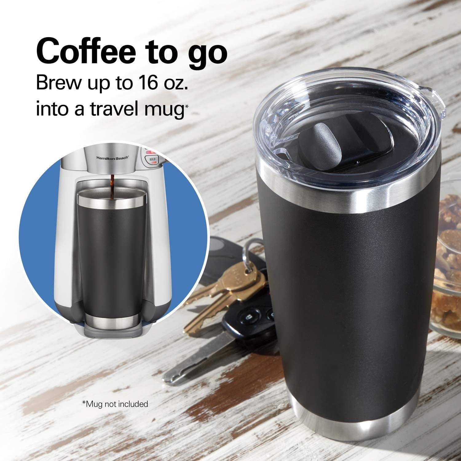 imageHamilton Beach Convenient Craft Rapid Cold and Hot Brew Coffee Maker 16 oz Single Serve Grounds Brewer White 42500White