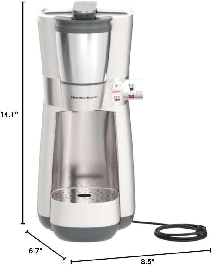 imageHamilton Beach Convenient Craft Rapid Cold and Hot Brew Coffee Maker 16 oz Single Serve Grounds Brewer White 42500White