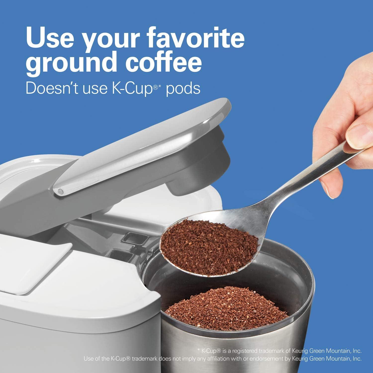 imageHamilton Beach Convenient Craft Rapid Cold and Hot Brew Coffee Maker 16 oz Single Serve Grounds Brewer White 42500White