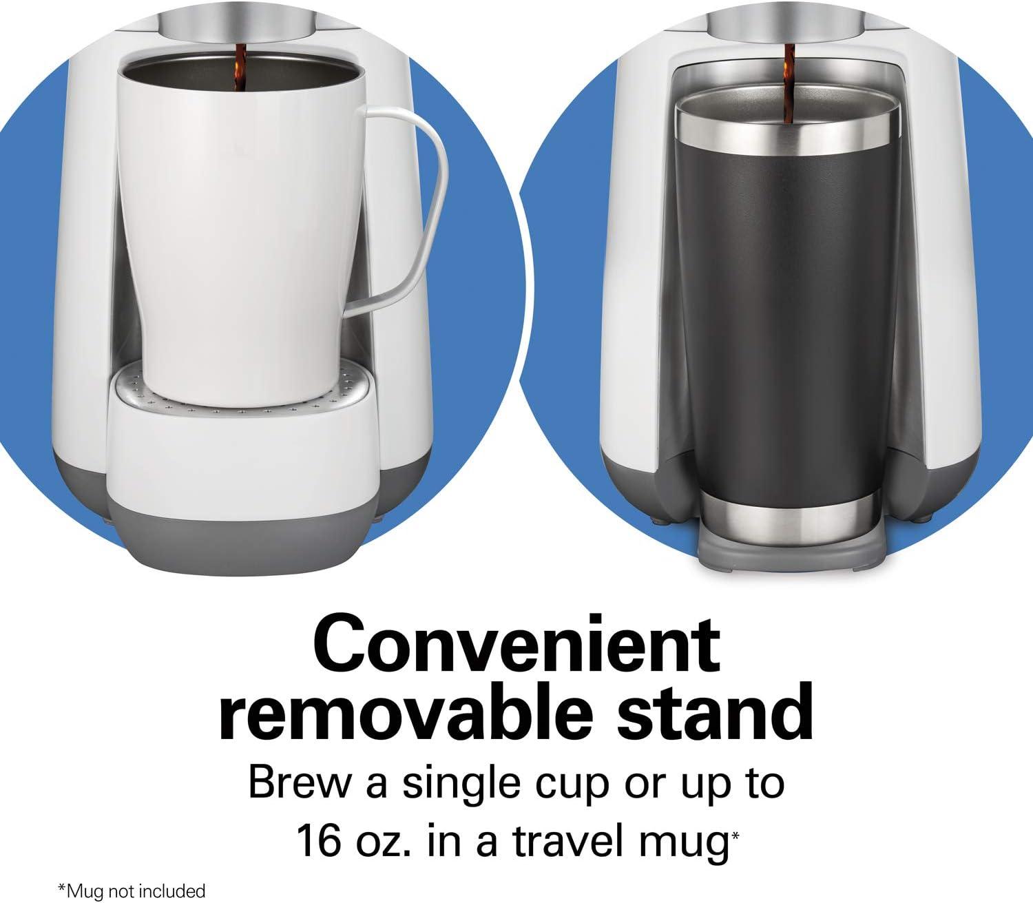 imageHamilton Beach Convenient Craft Rapid Cold and Hot Brew Coffee Maker 16 oz Single Serve Grounds Brewer White 42500White