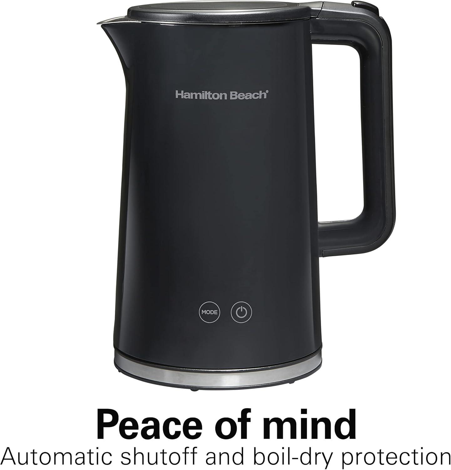 imageHamilton Beach Digital Temperature Control Electric Tea Kettle Hot Water Boiler amp Heater 17L 5 Preset Modes Keep Warm Fast Boil 1500 Watts BPA Free CoolTouch Exterior Black 4103318 Quarts