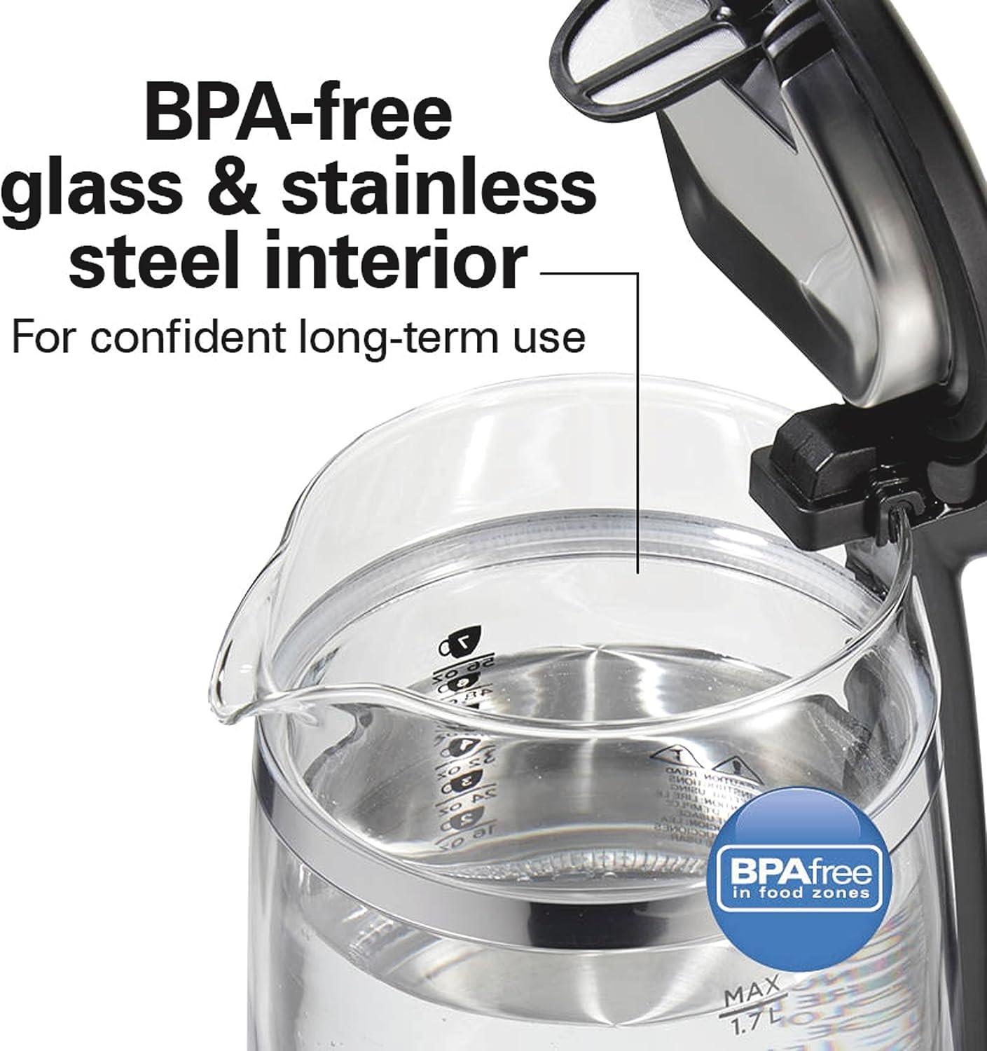 imageHamilton Beach Double Wall 17L Electric Kettle Water Boiler amp Heater BuiltIn Mesh Filter AutoShutoff amp BoilDry Protection Cordless Serving Variable LED Indicator Glass 4085018 Quarts