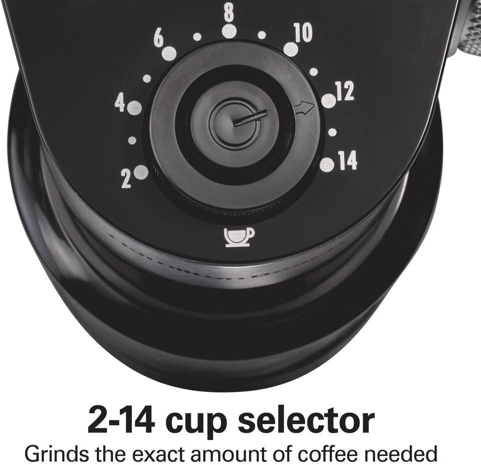 imageHamilton Beach Electric Burr Coffee Grinder with Large 16oz Hopper amp 18 Settings For 214 Cups Stainless Steel 8038516oz