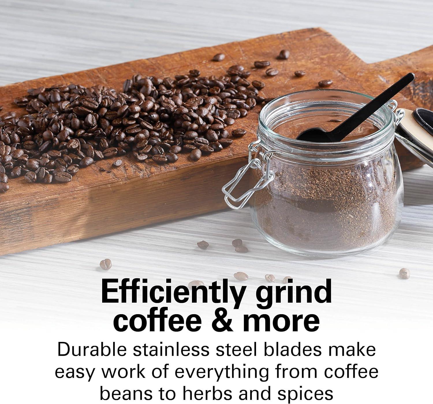 imageHamilton Beach Electric Coffee Grinder for Beans Spices and More with Multiple Grind Settings for up to 14 Cups Removable Stainless Steel Chamber Grey 80396C 10 oz